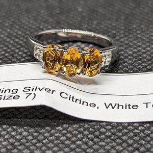 Sterling Silver and Citrine with Topaz accents ring
